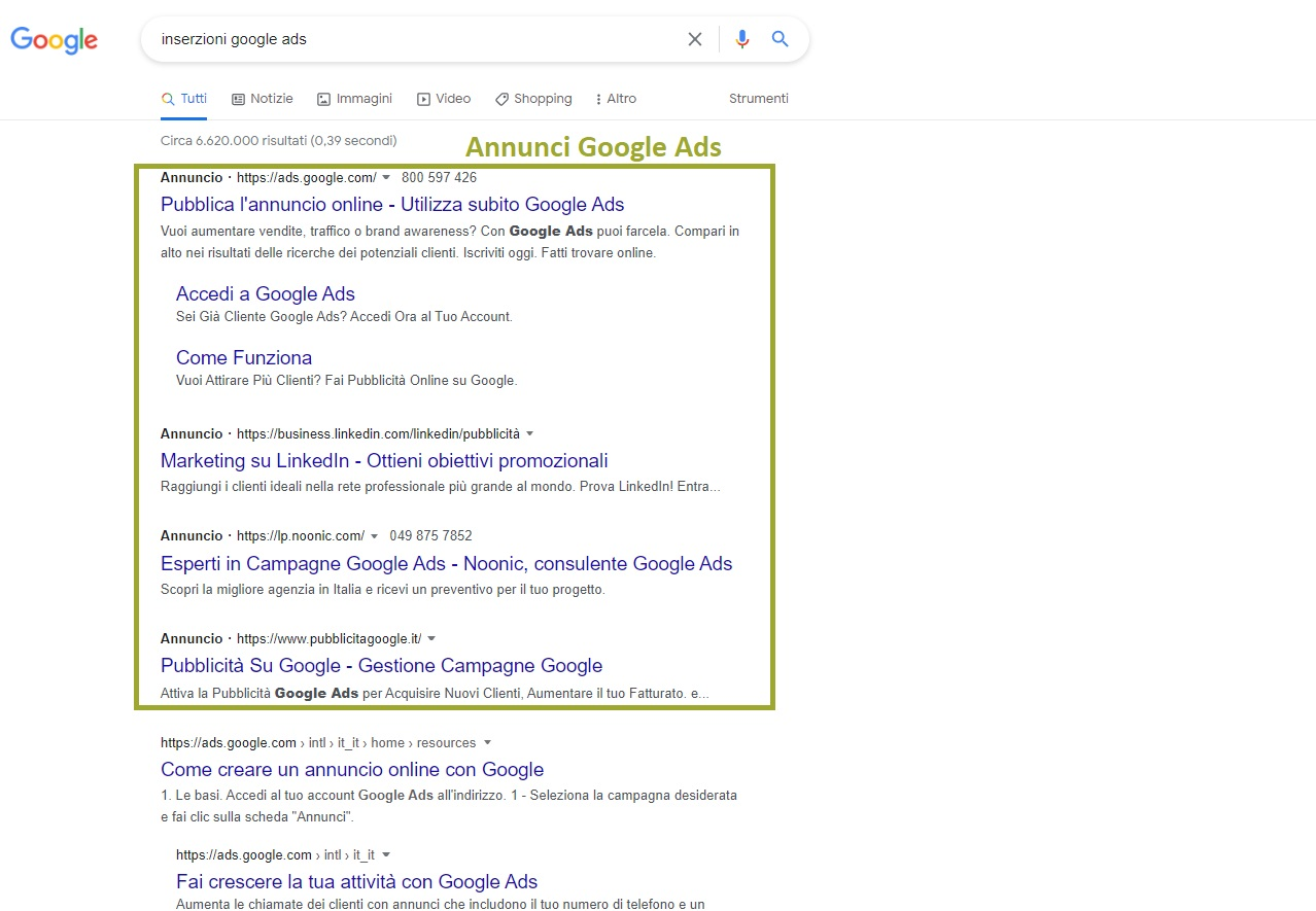Annunci Google Ads Search